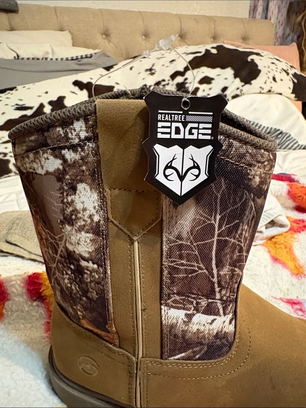 Kids Tan Camo Pull-On Boots